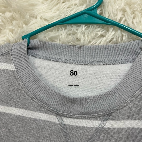 Selling this Grey/white strip long sleeve sweater. - Picture 2 of 3